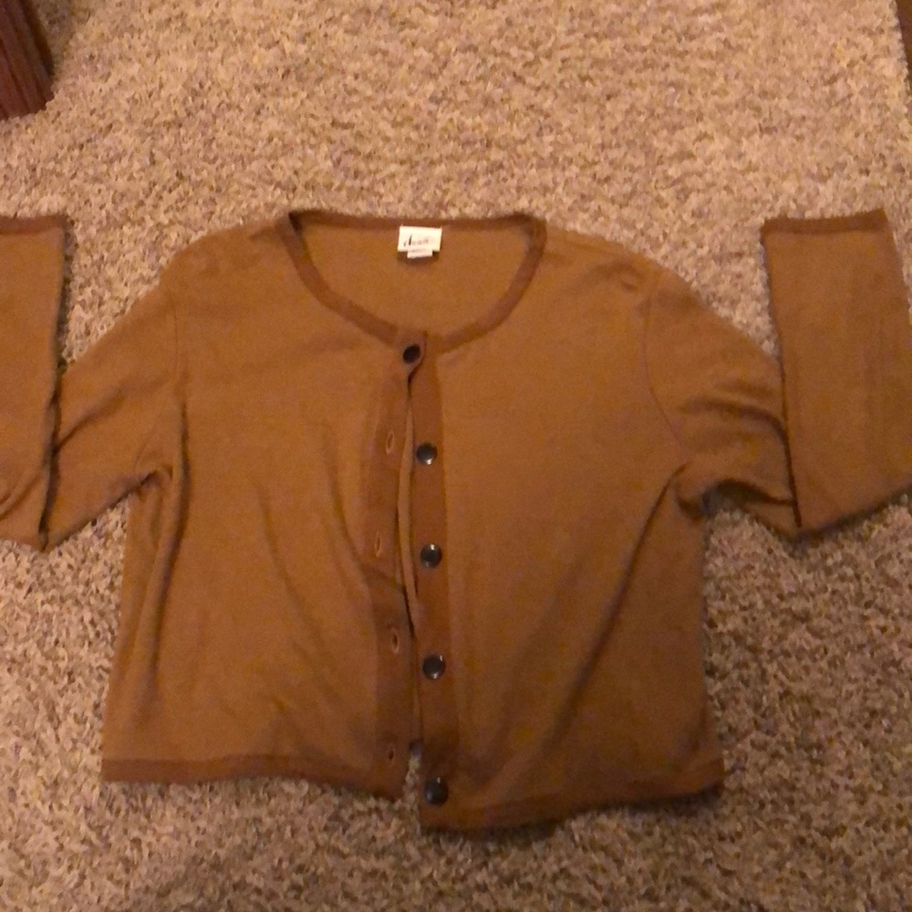 plain tan cropped cardigan